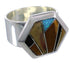 Sterling Silver Multicolor Inlay Heavy Ring Size 5-3/4 EX40743